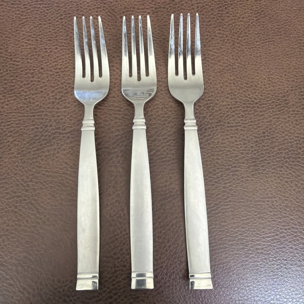 Cambridge 3pc Stainless Steel Silver Flatware Forks Glossy/Matte banded Handle